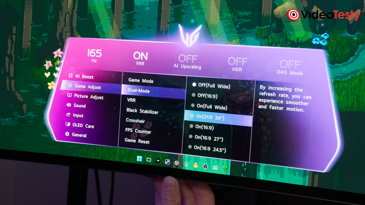 Włączanie dual mode na ekranie monitora