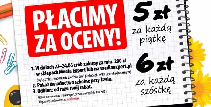 Media Expert nagradza wzorowych uczniów. Dają rabaty za oceny