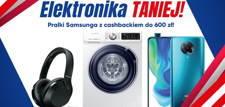 Elektronika taniej do 669 zł! Pralka Samsunga, telefon POCO i oczyszczacz Sharpa