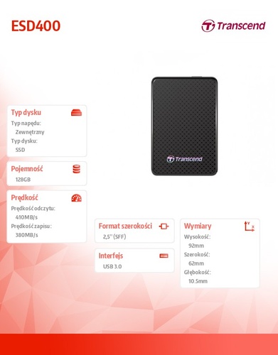 Transcend SSD 128GB USB3.0 ESD400K 410/380 MB/s