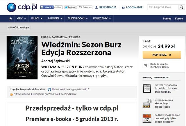 Wyłącznie w CDP.PL - "Sezon Burz" Andrzeja Sapkowskiego