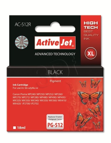 ActiveJet AC-512R tusz czarny do drukarki Canon (zamiennik Canon PG-512) Premium