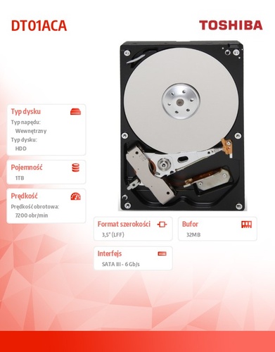 Toshiba DT01ACA100 1TB 3.5'' SATA3 32MB 7200rpm