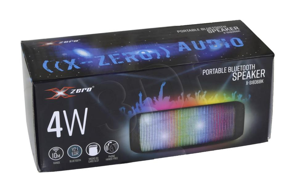 X-ZERO BEZPRZEWODOWY GŁOŚNIK BLUETOOTH 2.1, 4W, PODŚWIETLENIE LED