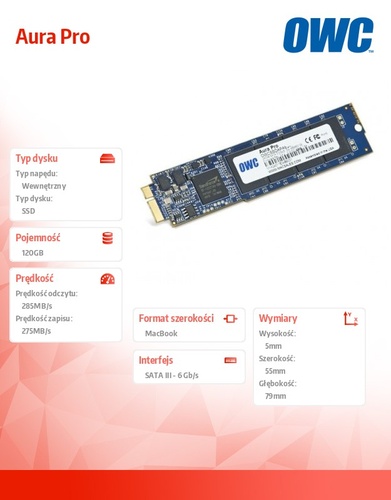 Aura Pro SSD 120GB Macbook Air 2010/2011 (285-500MB/s, 50k IOPS) SYNC NAND