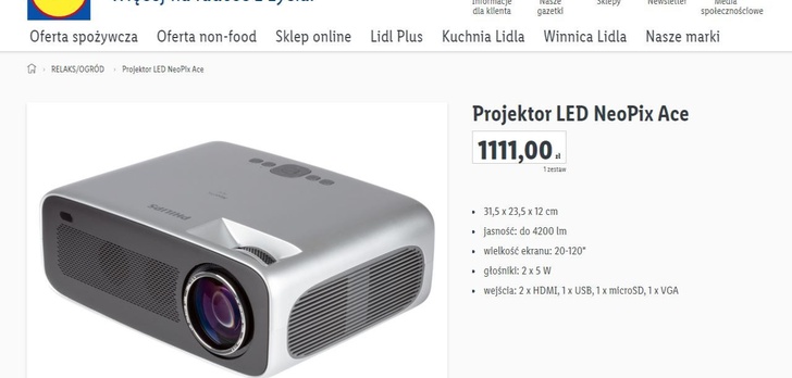 W Lidlu do kupienia projektor w przystępnej cenie - Kinowy model Philipsa