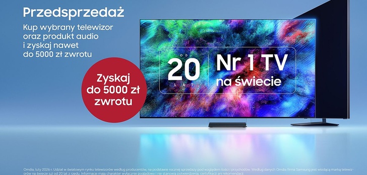 Do 5000 zł zwrotu w przedsprzedaży telewizorów Samsung z 2026 roku razem z wybranym produktem audio!