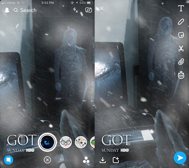 Snap filtr gra o tron