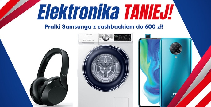 Elektronika taniej do 669 zł! Pralka Samsunga, telefon POCO i oczyszczacz Sharpa