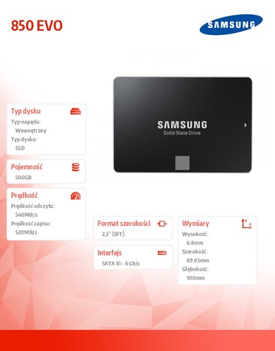 Samsung SSD 850 EVO MZ-75E500B/EU 500GB SATA3 2,5"