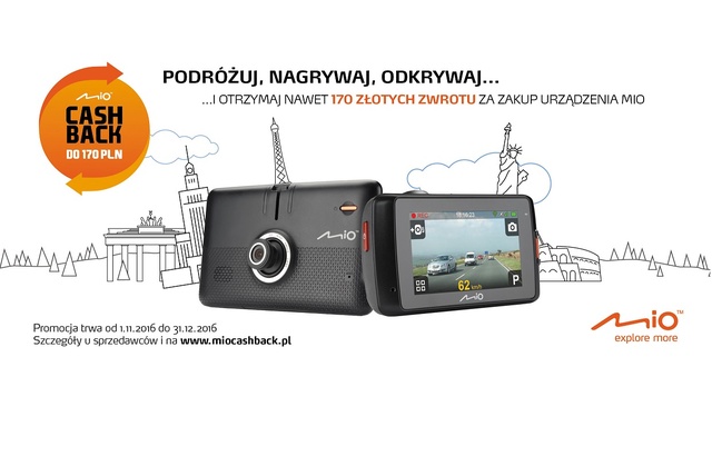 Zgarnij Wybrany Wideorejestrator Lub Nawigację Mio i Czekaj na Zwrot Pieniędzy