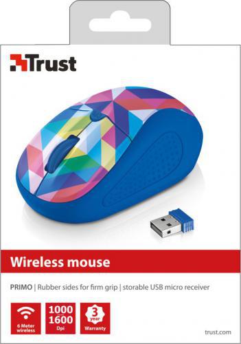 Trust Primo Wireless Mouse - blue geometry