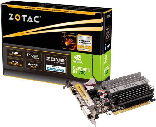 Zotac GeForce GT 730 ZONE Edition Low Profile 2GB DDR3 (64 bit) HDMI, DVI, D-Sub (ZT-71113-20L)