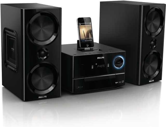 Delektuj się przestrzennym, głębokim dźwiękiem płynącym z nowej, eleganckiej mikrowieży Philips