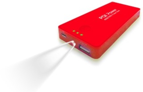 PQI POWER BANK 5000C mAh, USB, LATARKA, CZERWONY