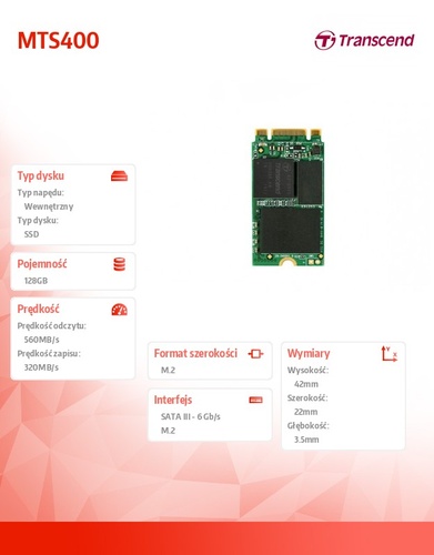 Transcend SSD M.2 2242 128GB SATA3 MLC INDUSTRIAL