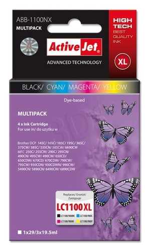 ActiveJet ABB-1100NX multipack tusz czarny, cyan, magenta, żółty do drukarki Brother (zamiennik Brother LC1100) Supreme