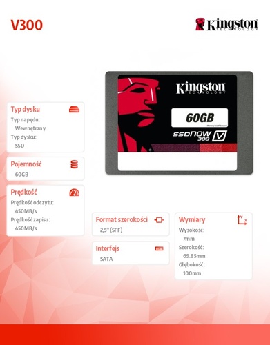 Kingston V300 SERIES 60GB SATA3 2,5" 450/450MB/s 7mm