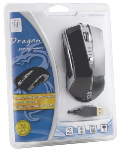 ESPERANZA MYSZ DLA GRACZY EM122K USB, 6D, DPI 2400 DRAGON