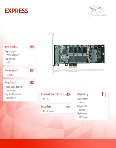 Mach Xtreme EXPRESS PCIE SSD 512GB 850/800MB/s 100k IOPs Low Profile