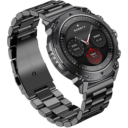 elegancki smartwatch do 300 zł Garett Atom Czarny
