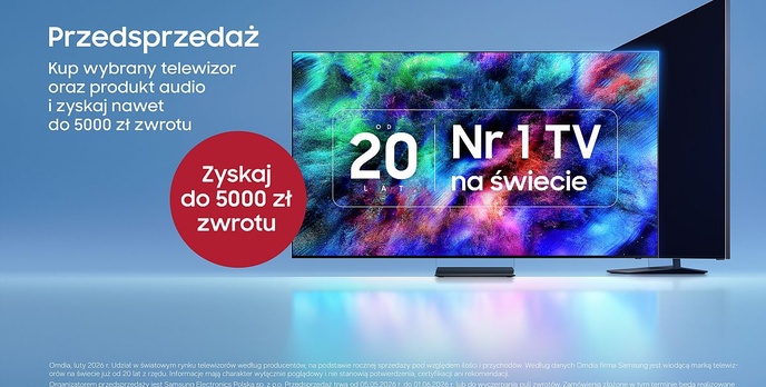 Do 5000 zł zwrotu w przedsprzedaży telewizorów Samsung z 2026 roku razem z wybranym produktem audio!