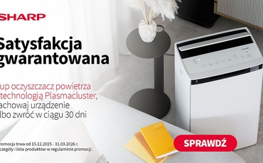Wypróbuj oczyszczacz powietrza Sharp z technologią Plasmacluster, zachowaj urządzenie albo zwróć!