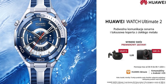 Ekstremalnie wytrzymały Huawei Watch Ultimate 2 z innowacyjną komunikacją sonarową już w Polsce!
