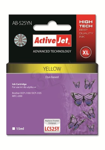 ActiveJet AB-525YN tusz żółty do drukarki Brother (zamiennik Brother LC525Y) Supreme