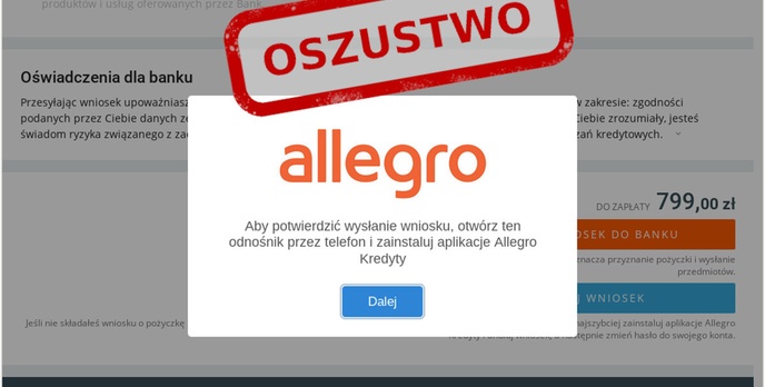 Oszuści podszywający się pod Allegro ponownie atakują