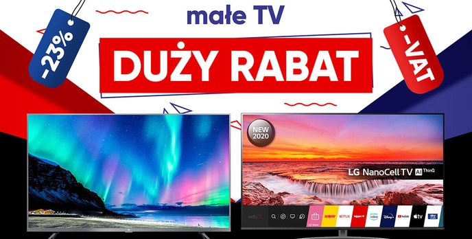 Małe telewizory tańsze o VAT! Najlepsze okazje na LED LCD