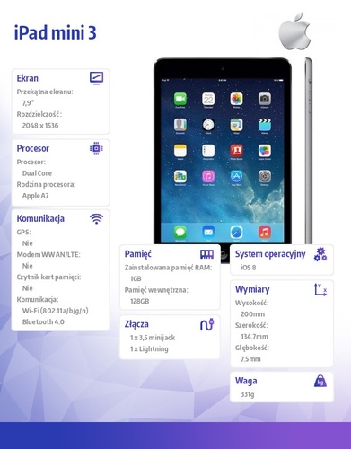 Apple iPad mini 3 128GB Wi-Fi Space Gray MGP32FD/A