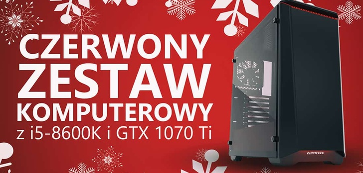 Świąteczny Zestaw Komputerowy z GTX 1070 Ti i i5-8600K w Czerwieni