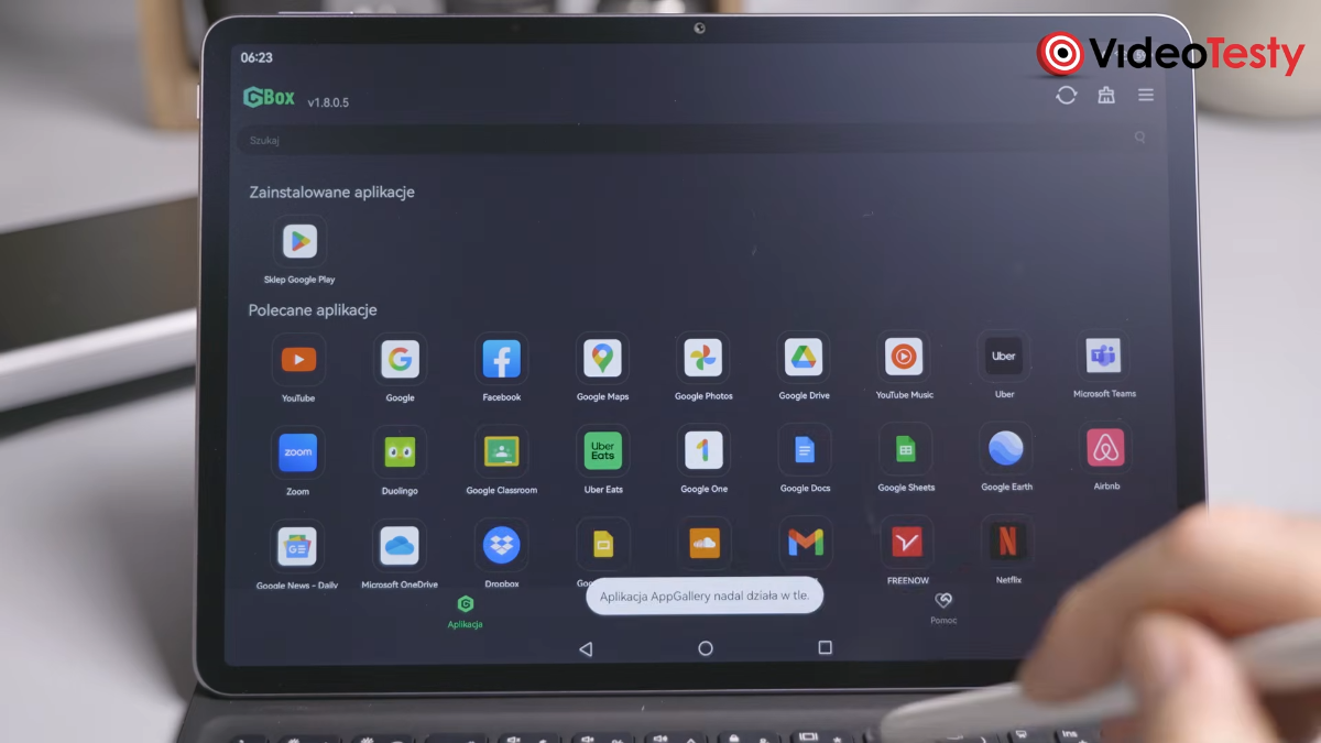 Włączony Gbox na tablecie Huawei