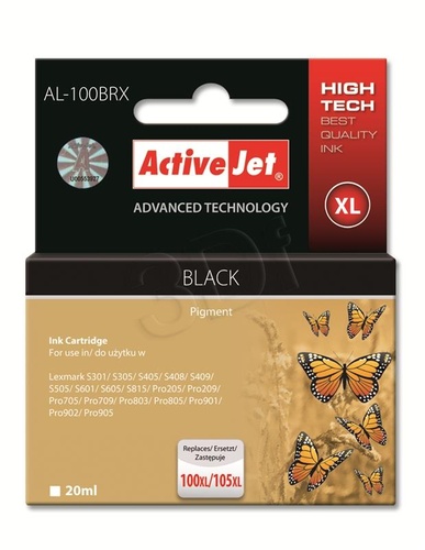ActiveJet AL-100BRX tusz czarny do drukarki Lexmark (zamiennik Lexmark 100XL/ 105XL 14N1068, 14N0820) Premium