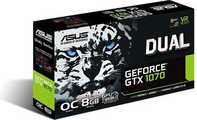 Asus GeForce GTX 1070 Dual OC 8GB GDDR5 (256 Bit) DVI, 2x HDMI, 2x Asus GeForce GTX 1070 Dual OC 8GB GDDR5 (256 Bit) DVI, 2x HDMI, 2x