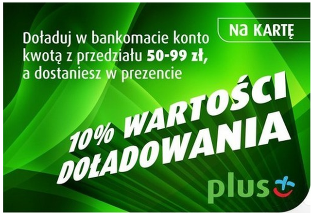 Plus 10% więcej przy doładowaniu telefonu w bankomatach sieci Euronet i Banku Pekao SA