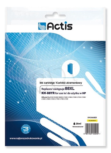 Actis KH-88YR tusz żółty do drukarki HP (zamiennik HP 88XL C9393AE) Standard