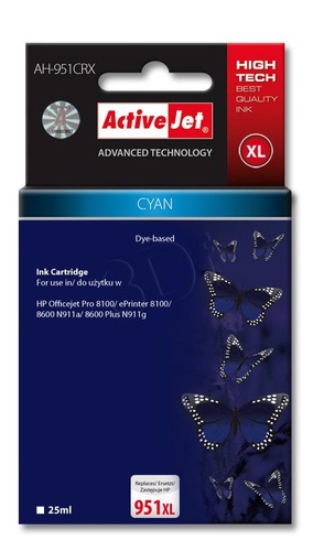 ActiveJet AH-951CRX tusz cyan do drukarki HP (zamiennik HP 951XL CN046AE) Premium