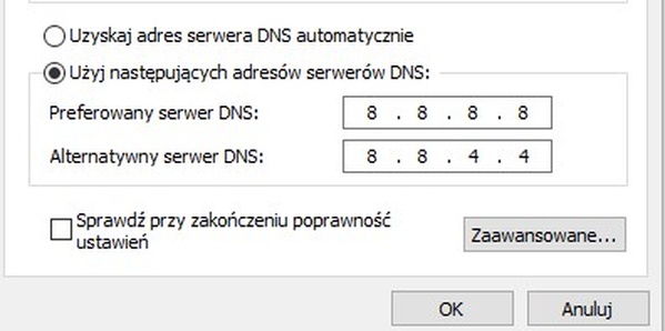 Co robić gdy brakuje internetu - ustaw DNS