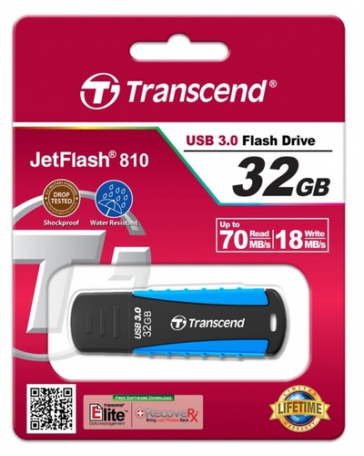 Transcend JETFLASH 810 32GB USB3.0 70/18 MB/s wstrząso/wodoodporny/silicone rubber