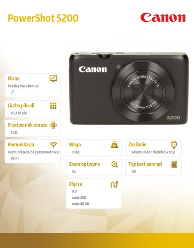 Canon PowerShot S200 BLK WIFI 8408B015AA