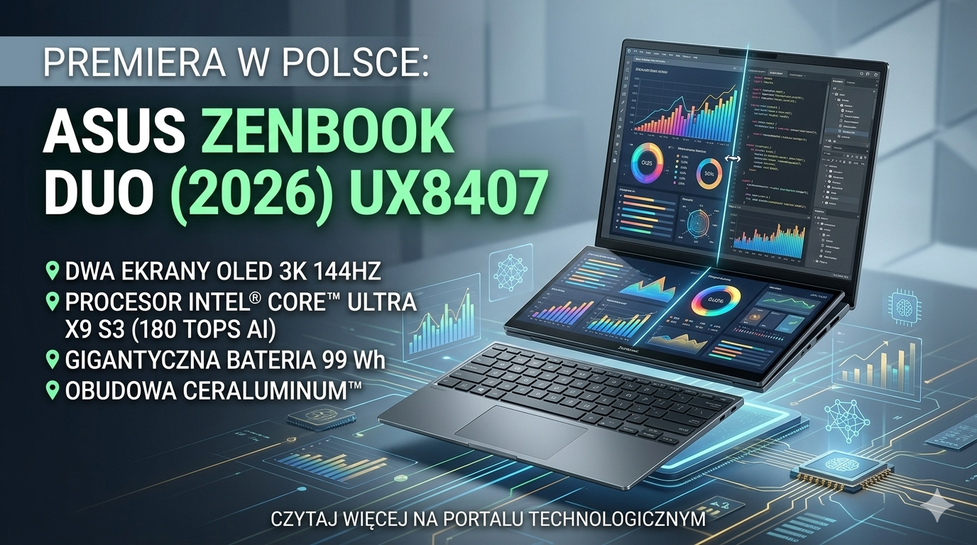 Polska premiera ASUS Zenbook DUO (2026) – rewolucja z dwoma ekranami wchodzi na nowy poziom