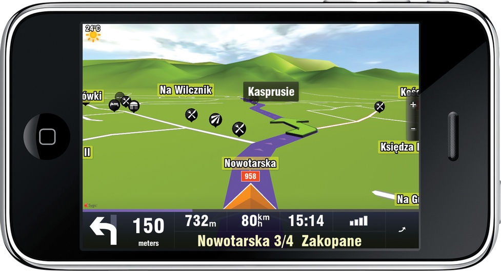Nawigacja 3D dla iPhone wykorzystująca akcelerator 3D