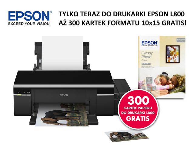 300 arkuszy papieru Epson Glossy Photo Paper 225g/m² gratis przy zakupie drukarki Epson L800