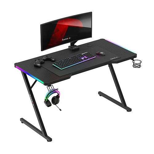 tanie biurko gamingowe z podświetleniem Huzaro Hero 2.5 RGB LED 120cm Czarny
