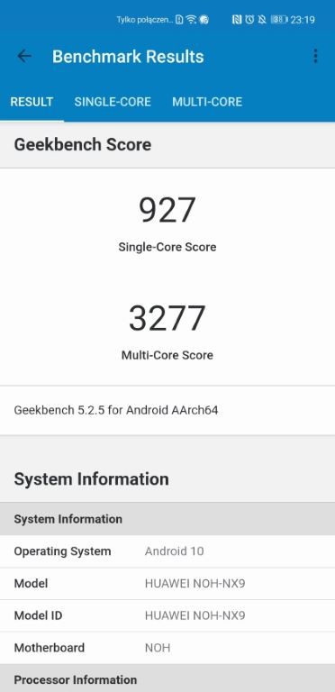 Wynik Huawei Mate 40 Pro w Geekbench 5