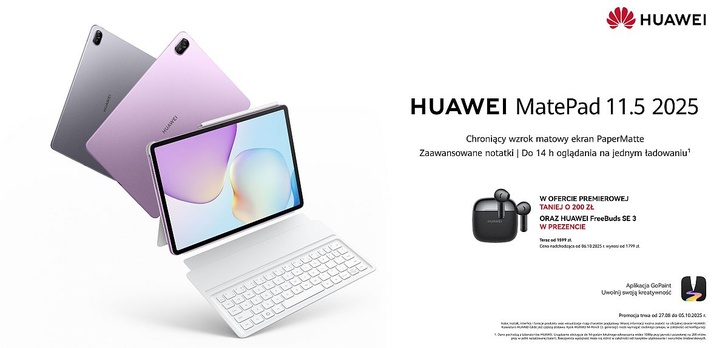 Wrześniowe okazje Huawei: tańsze smartfony i laptopy, tablet z prezentami!