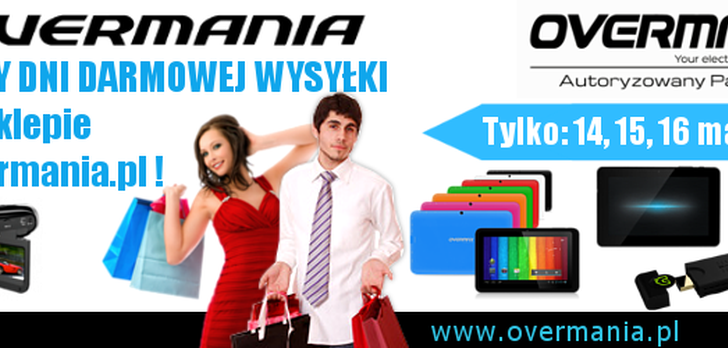 Overmania.pl - przez najbliższe dni darmowa wysyłka produktów firmy Overmax!