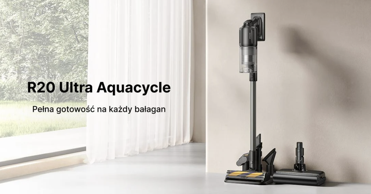 Dreame R20 Ultra AquaCycle przy ścianie